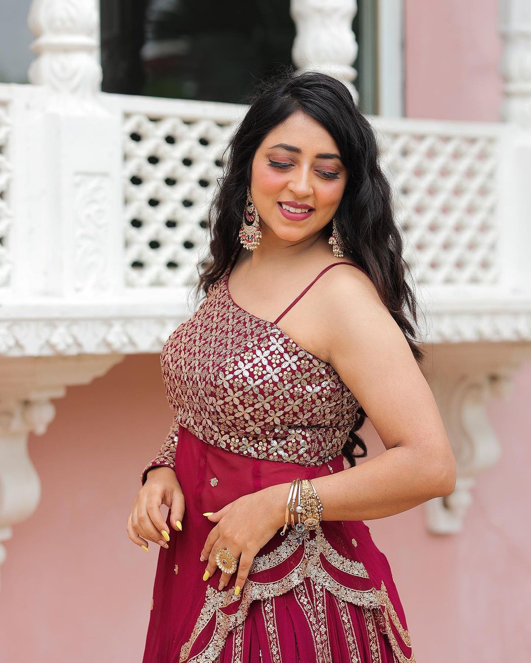 Function Wear Maroon Color Georgette Lehenga Choli