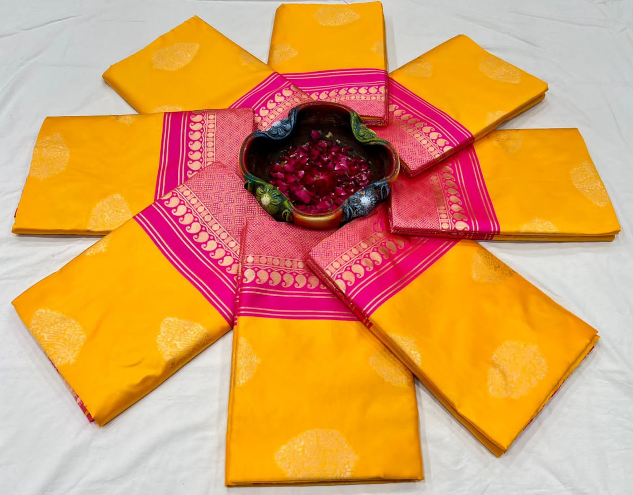Party Wear Soft Lichi Silk Pallu & Jaquard Work Saree Blouse