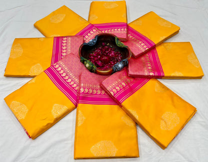 Party Wear Soft Lichi Silk Pallu & Jaquard Work Saree Blouse
