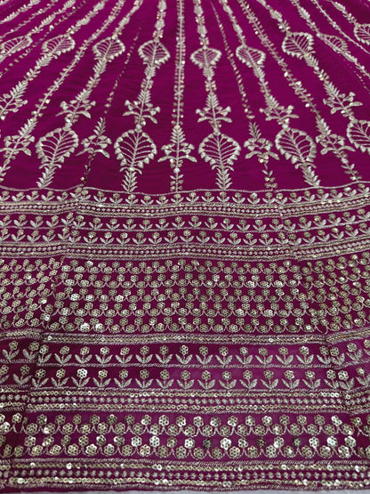 Wedding Wear Magenta Color Georgette Embroidered Lehenga Choli