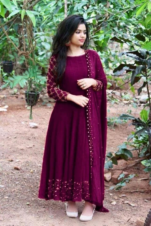 Embroidary And Moti Worked Full Stiched Gown With Moti Worked Duppta