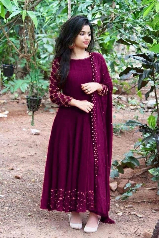 Embroidary And Moti Worked Full Stiched Gown With Moti Worked Duppta