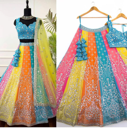 Multi Color Georgette Semi Stitched Lehenga Choli