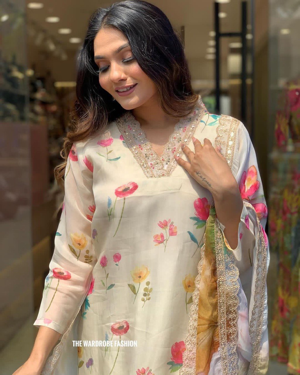 Soft Organza Print Full Stitched Salwar Suit Set