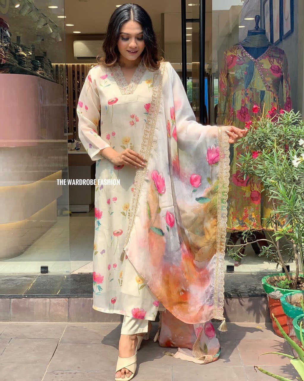Soft Organza Print Full Stitched Salwar Suit Set