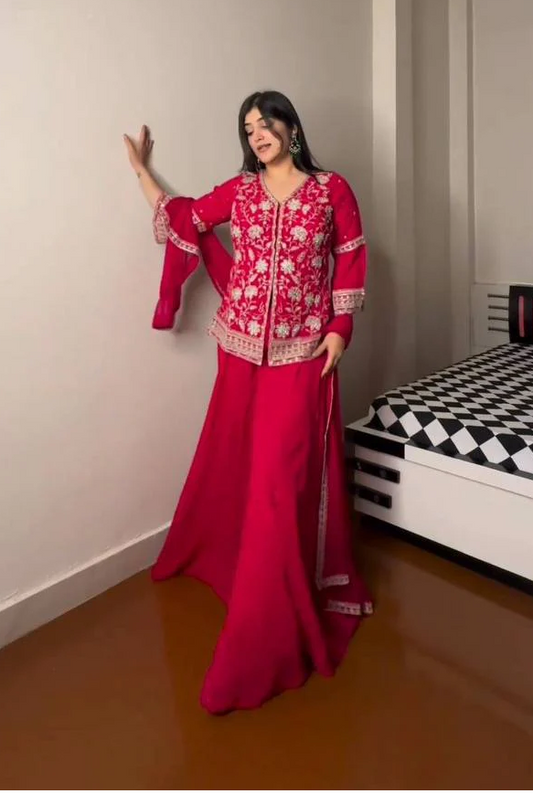Attractive Georgette Fabric Fully Stitched Sharara Suit