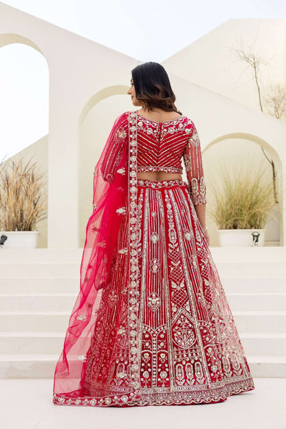 Georgus Hot Pink Butterfly Net Sequence And Embroidery Designer Sangeet Wear Lehenga Choli