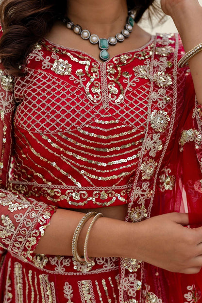 Georgus Hot Pink Butterfly Net Sequence And Embroidery Designer Sangeet Wear Lehenga Choli