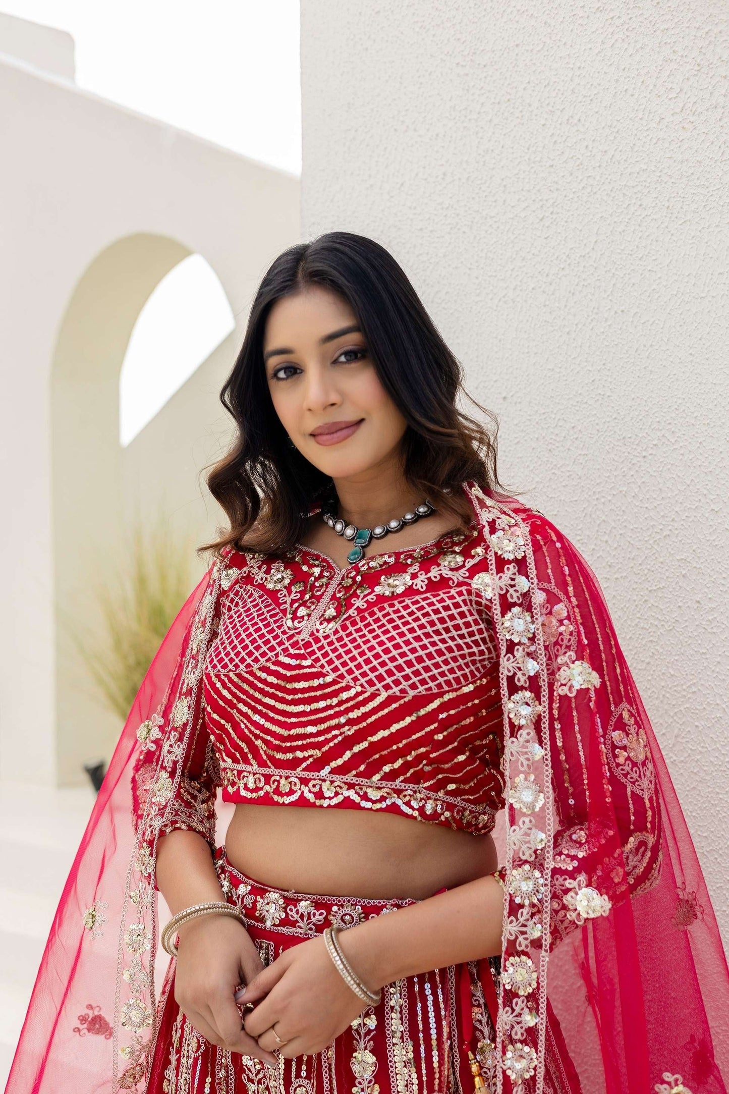 Georgus Hot Pink Butterfly Net Sequence And Embroidery Designer Sangeet Wear Lehenga Choli