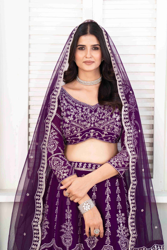 Designer Purple Lehenga with Intricate Embroidery