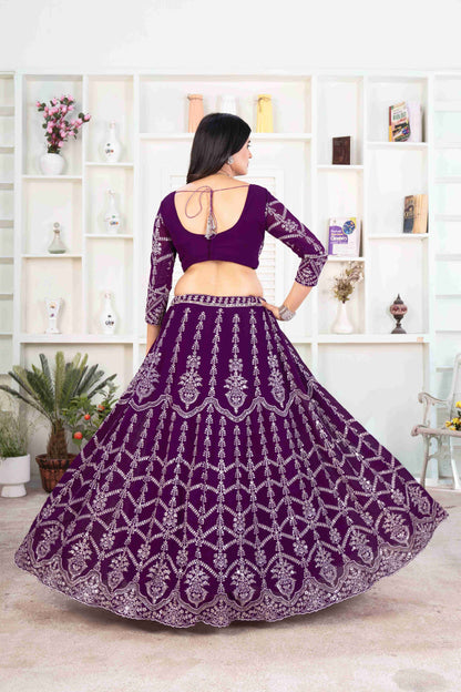 Designer Purple Lehenga with Intricate Embroidery