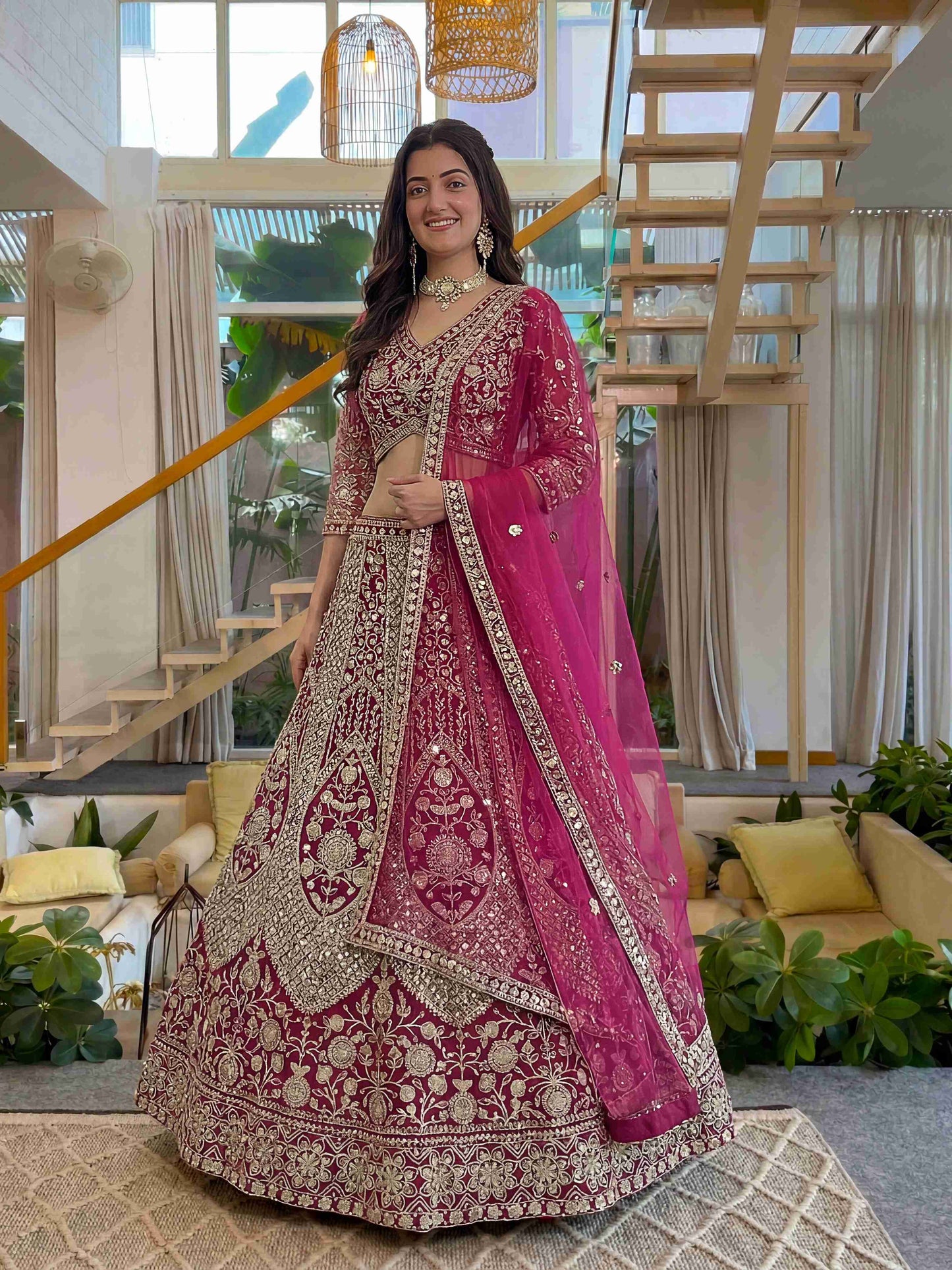 Shahi Blossom Rani Butterfly Net Sequence And Embroidery Designer Sangeet Wear Lehenga Choli