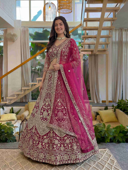 Shahi Blossom Rani Butterfly Net Sequence And Embroidery Designer Sangeet Wear Lehenga Choli