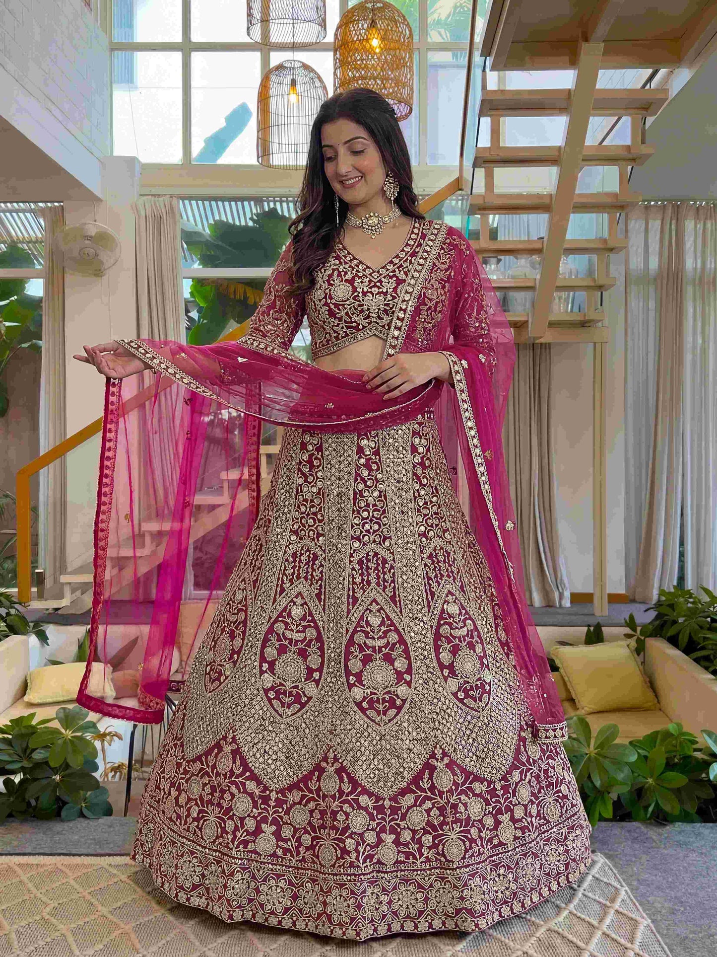 Shahi Blossom Rani Butterfly Net Sequence And Embroidery Designer Sangeet Wear Lehenga Choli
