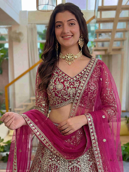 Shahi Blossom Rani Butterfly Net Sequence And Embroidery Designer Sangeet Wear Lehenga Choli