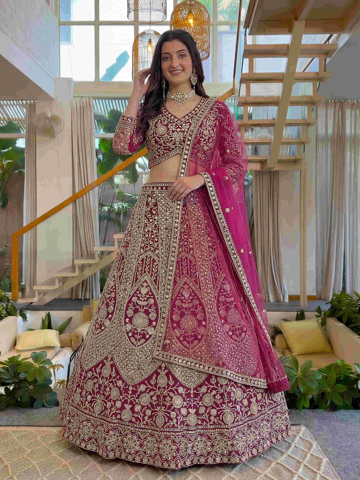 Shahi Blossom Rani Butterfly Net Sequence And Embroidery Designer Sangeet Wear Lehenga Choli