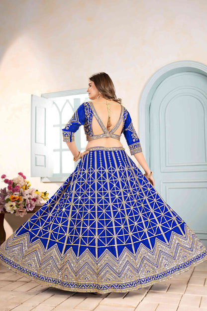 Alluring Navyblue Embroidery Sequence Designer Bridal Wear Lehenga Choli With Dupatta