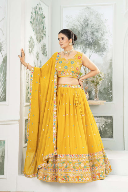 Mustard Marigold Embroidered Lehenga