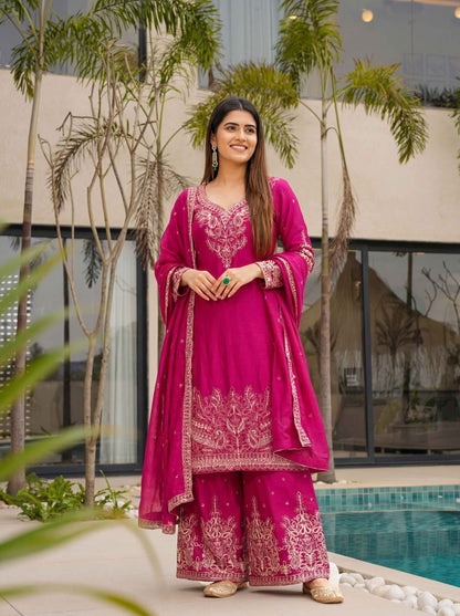 Magenta Rani Chinon Embroidered  Sequence Designer Function Wear Kurta Salwar Suit
