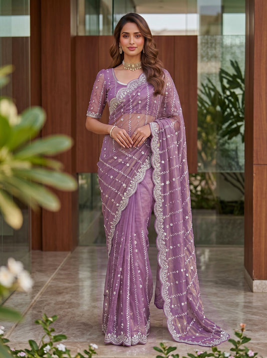 Lovender Embellished Beads Designer Saree