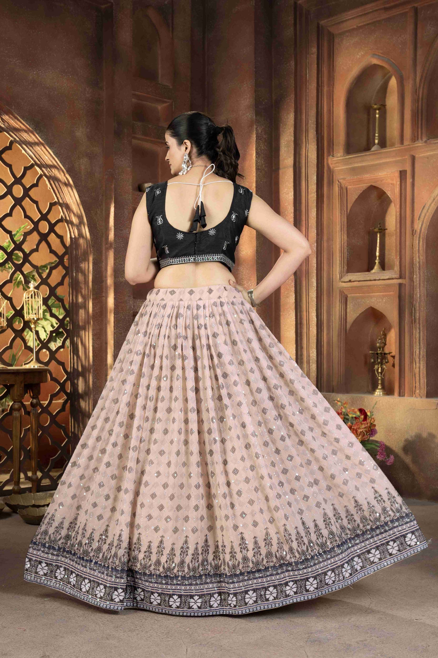 Dashing Digital Printed Embroidery Sequnece Designer Lehnega Choli With Dupatta