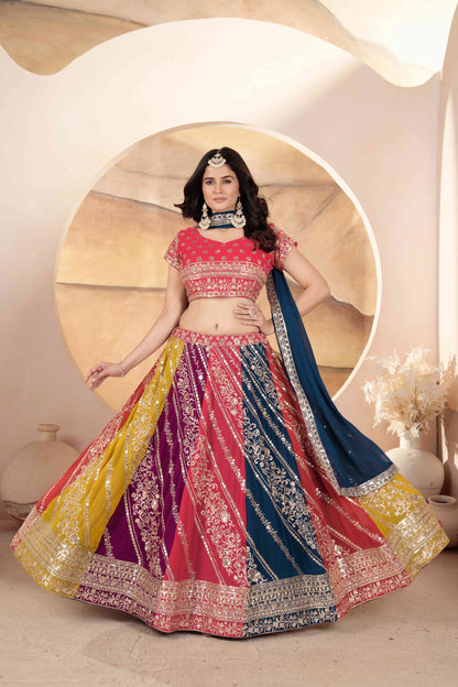 Magical Multicolor Georgette Embroidery Designer Festival Wear Lehenga Choli with Dupatta