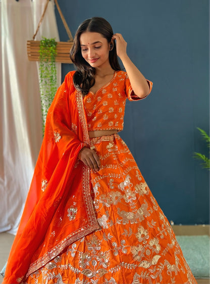 Awesome Aqua Blue Zarkhan Daimond & Glitter Sequence Designer Net Bridal Lehenga Collection