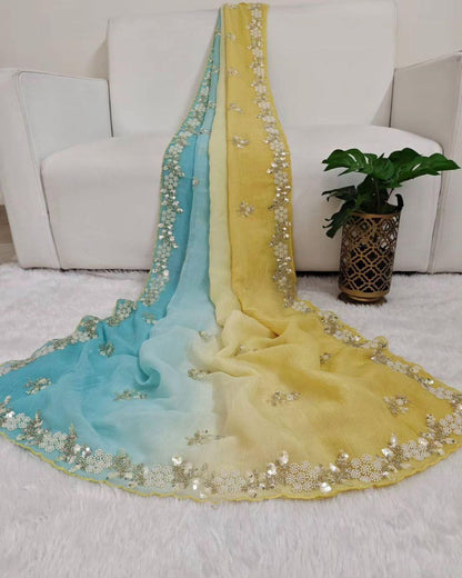 Shine with Elegance Pixel Crush Saree With Cutdana Moti And Sequins Work