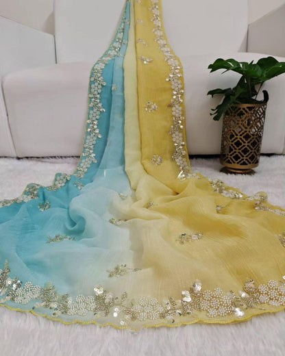 Shine with Elegance Pixel Crush Saree With Cutdana Moti And Sequins Work