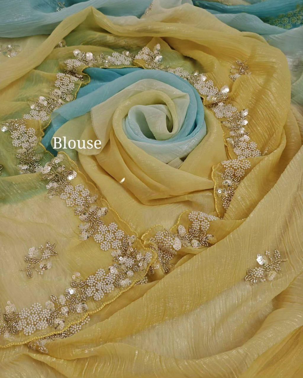Shine with Elegance Pixel Crush Saree With Cutdana Moti And Sequins Work