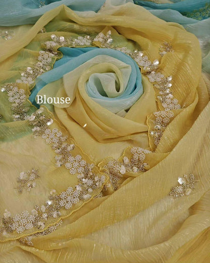 Shine with Elegance Pixel Crush Saree With Cutdana Moti And Sequins Work