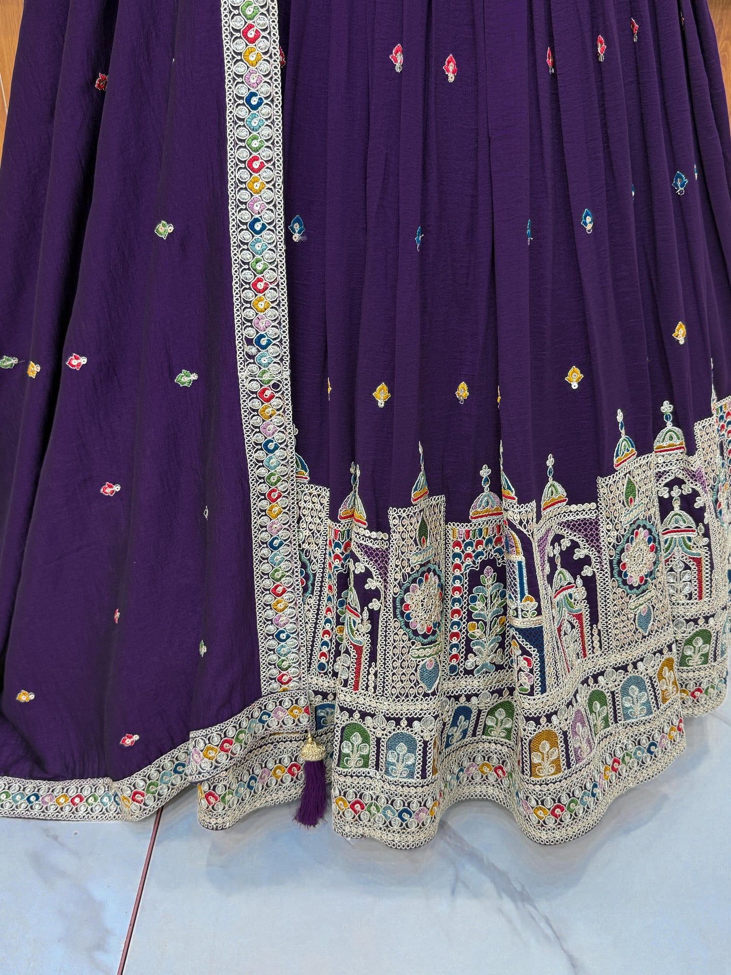 Dark Purple Color Fully Stitched Lehenga & Ready to Wear Choli