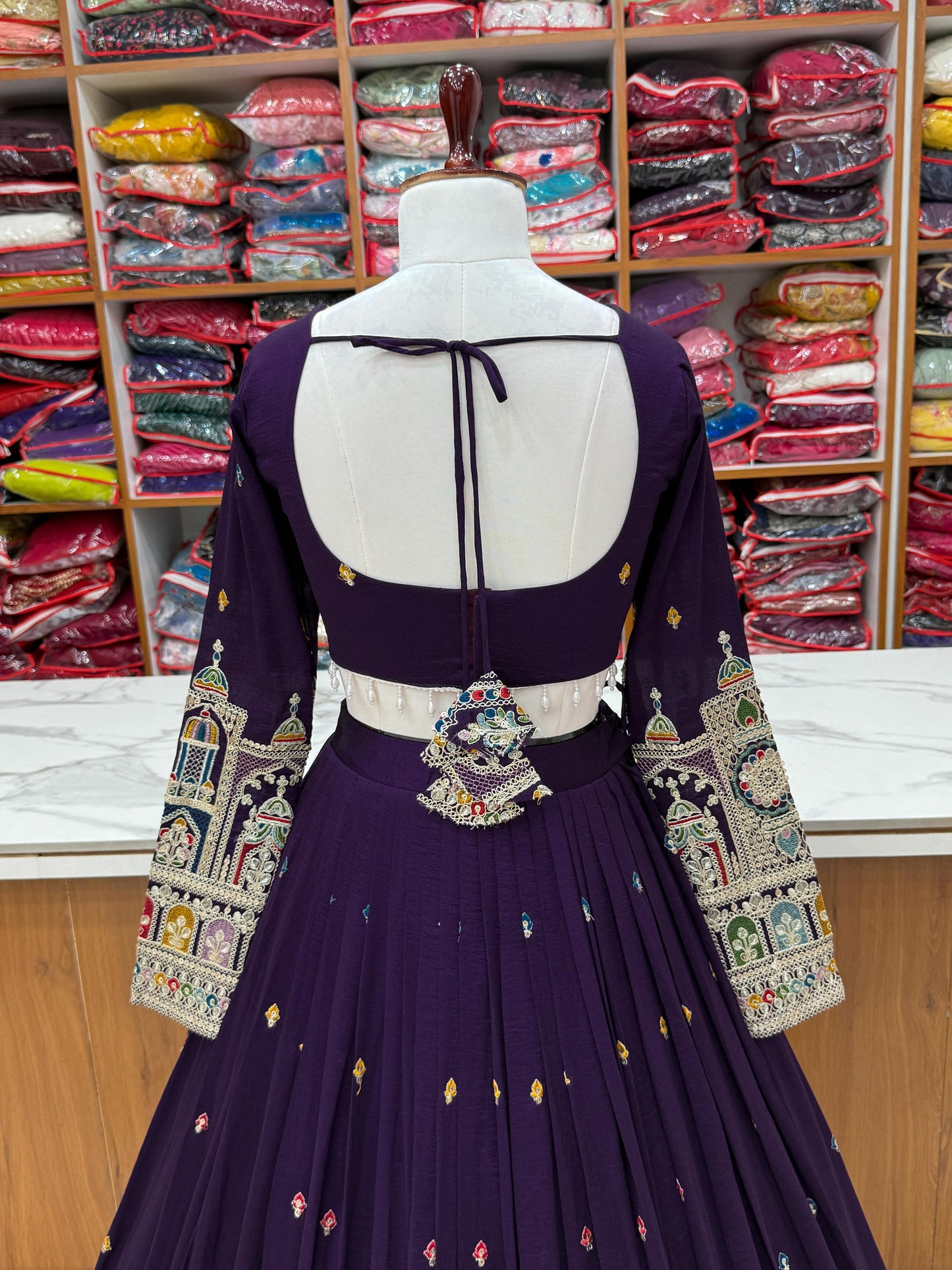 Dark Purple Color Fully Stitched Lehenga & Ready to Wear Choli