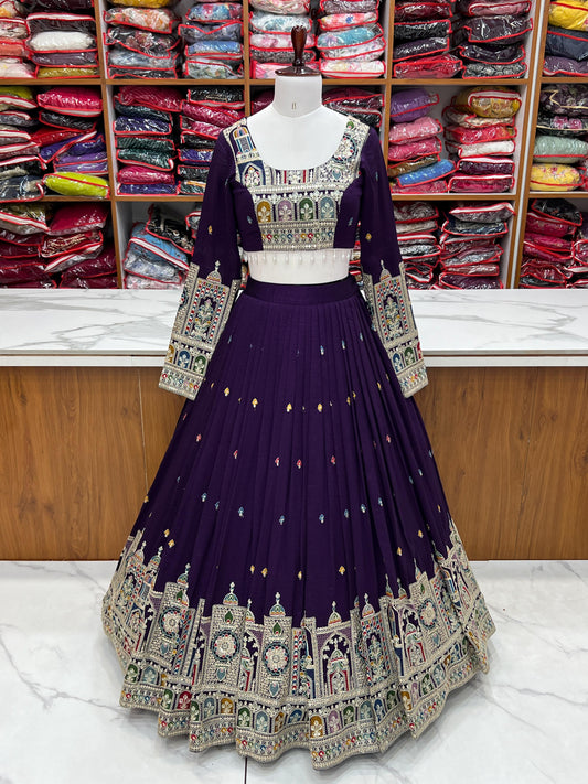 Dark Purple Color Fully Stitched Lehenga & Ready to Wear Choli