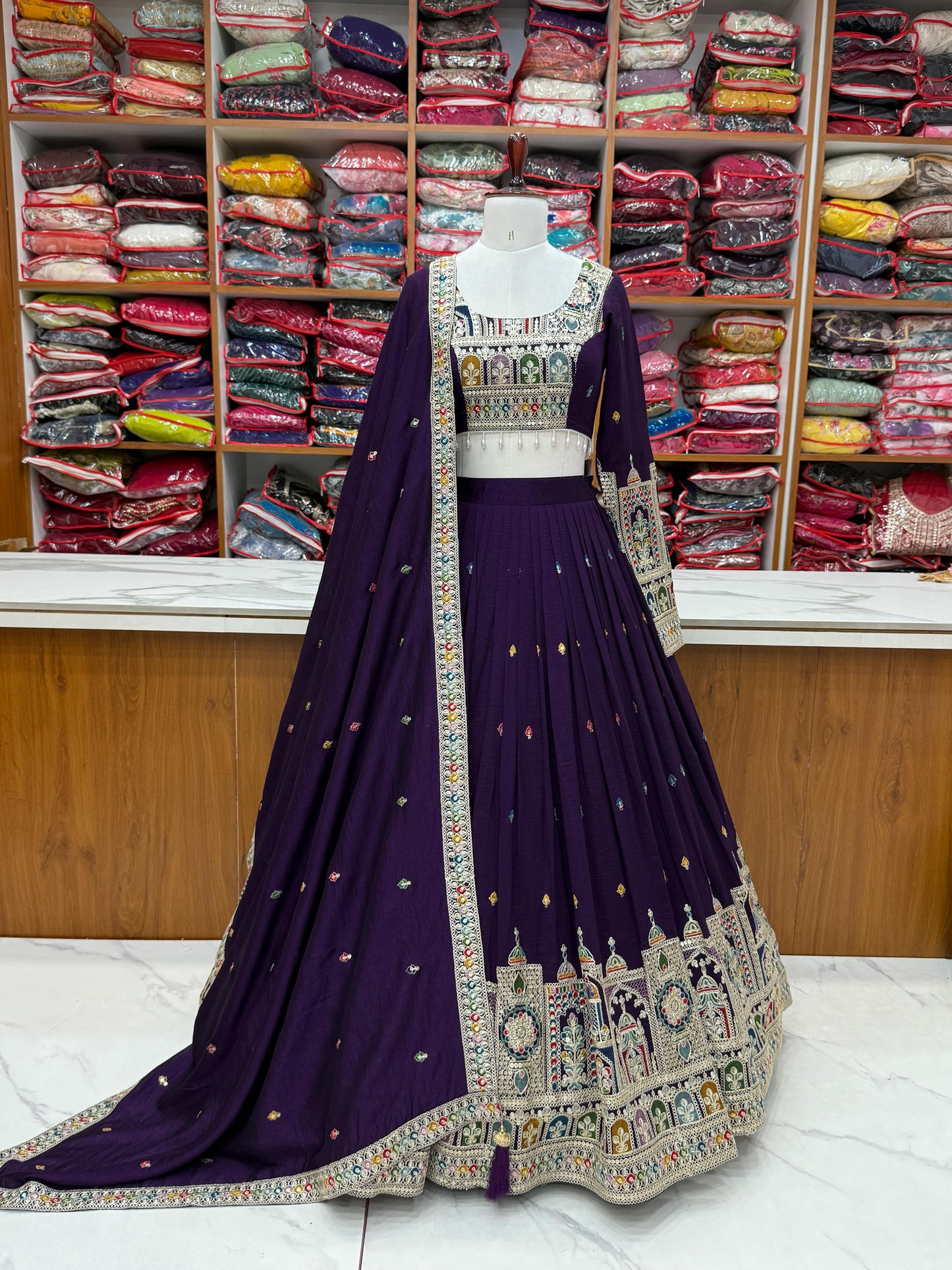 Dark Purple Color Fully Stitched Lehenga & Ready to Wear Choli