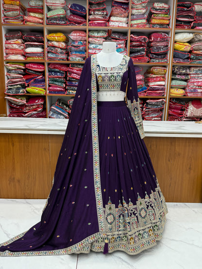 Dark Purple Color Fully Stitched Lehenga & Ready to Wear Choli