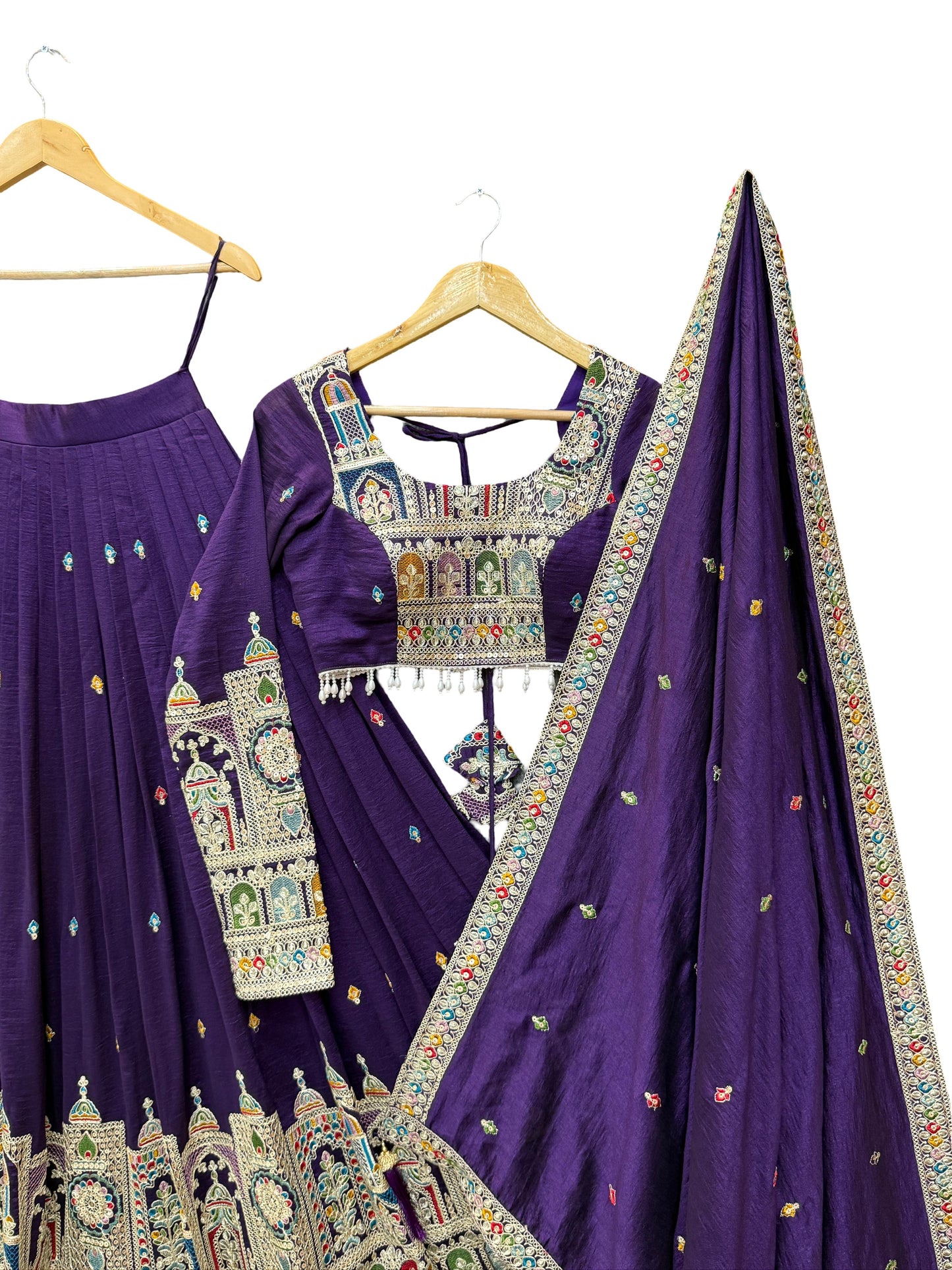Dark Purple Color Fully Stitched Lehenga & Ready to Wear Choli