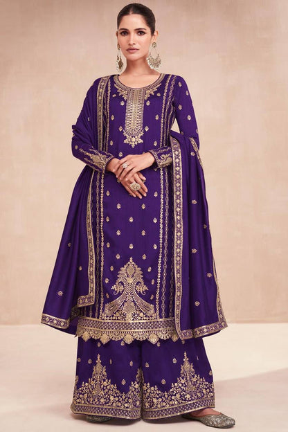 Purple Color Karachi Style Full Stiched Suit Set