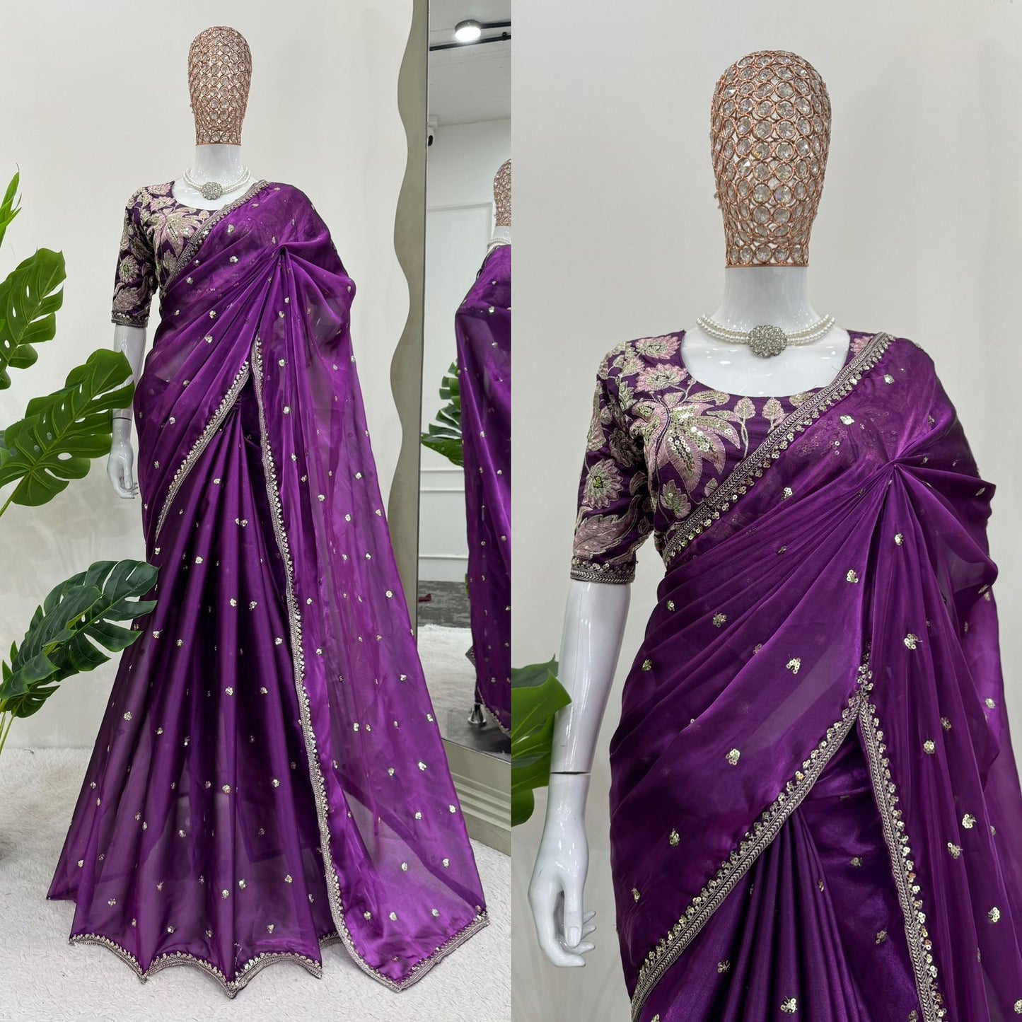 Wedding Wear Jimmi Chu Silk Saree With Heavy Work Blouse