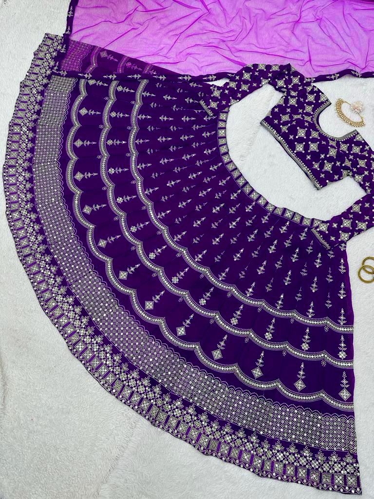 Perfect Purple Georgette Sequence Work Lehenga Choli