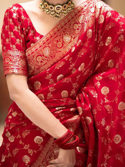 Soft Lichi Silk Jacquard Weaving Wedding Wear Beautiful Saree