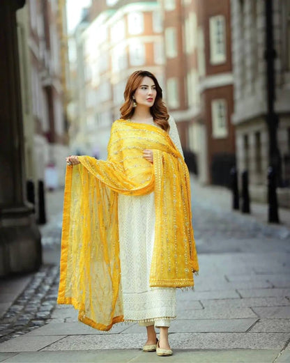 Party Wear Georgette Sequence Work Moti Work Suit