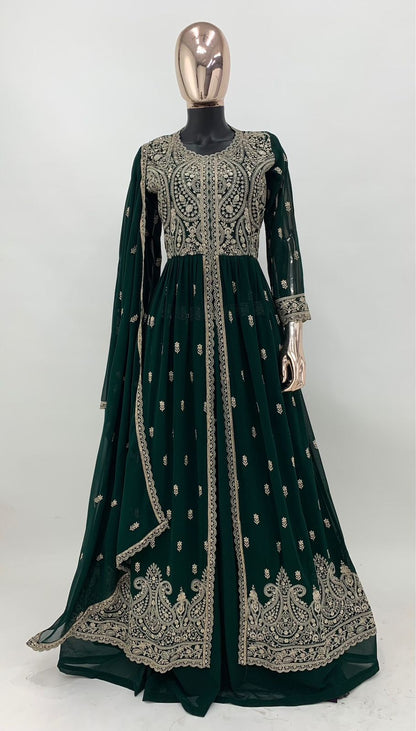 Party Wear Georgette Embroidered Long Anarkali Stitched Suit
