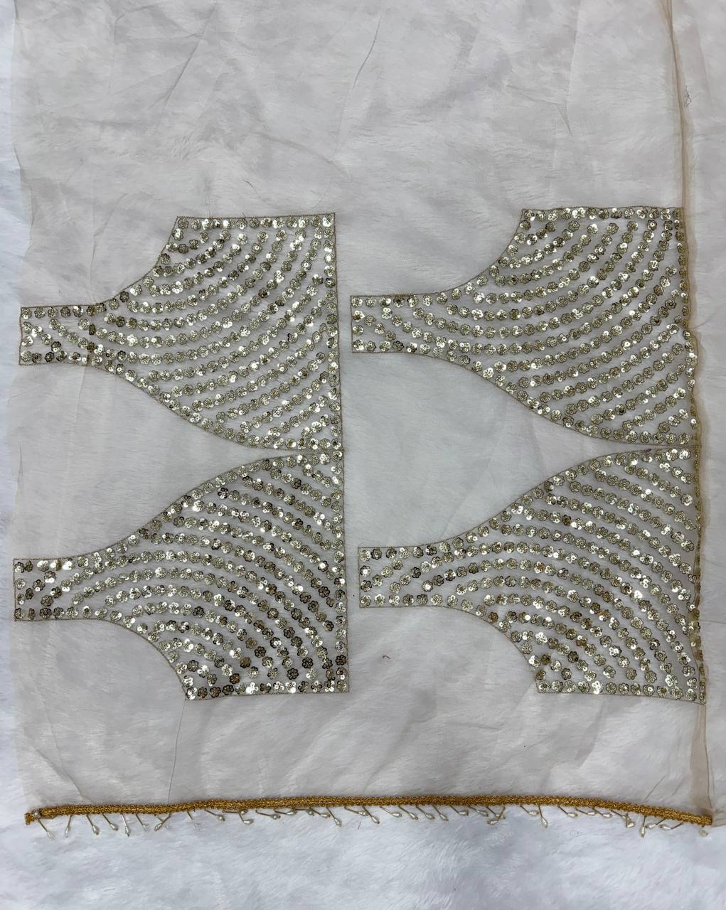 Golden Glow Net Saree with Sequins Work and Designer Blouse