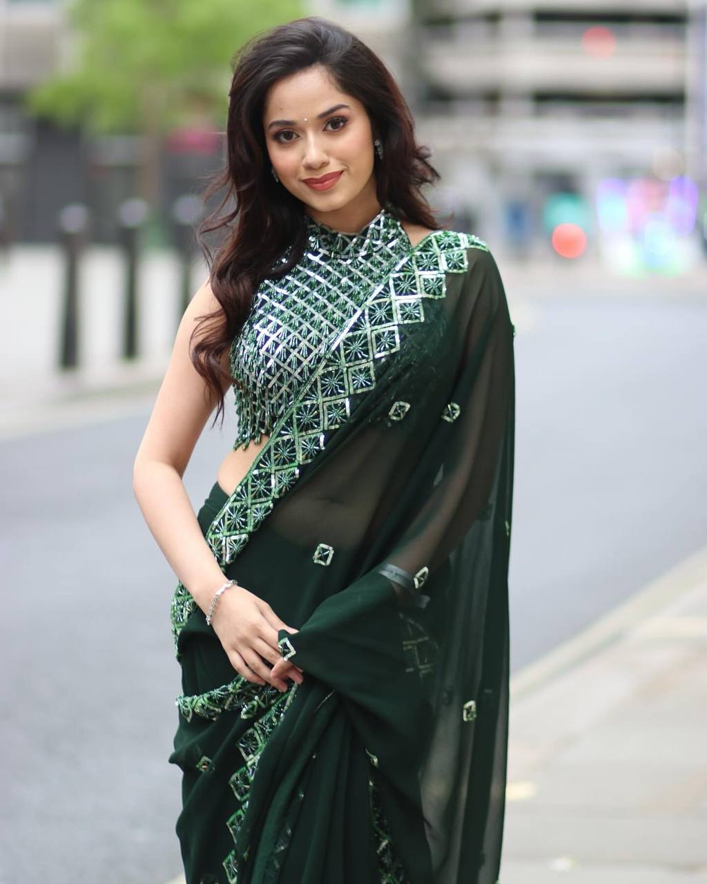 Elegant Bottle Green Rangoli Silk Saree with Designer Embroidery Work