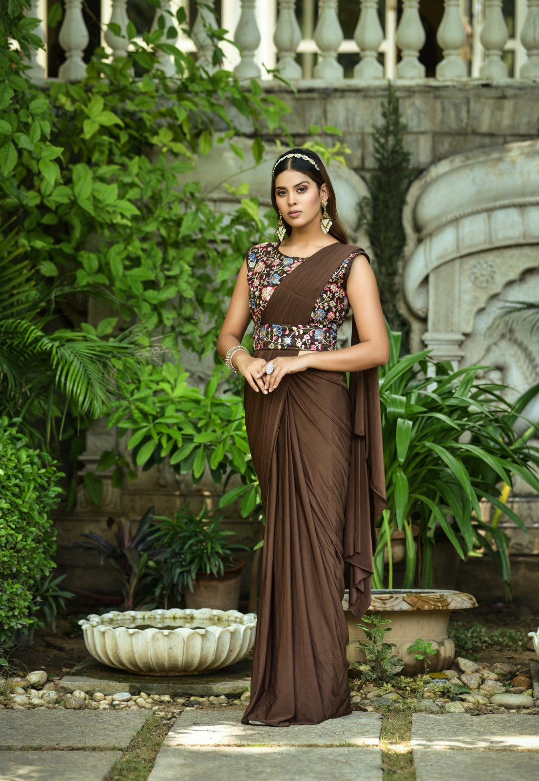 1 Min Ready to Wear Saree with Stitched Blouse