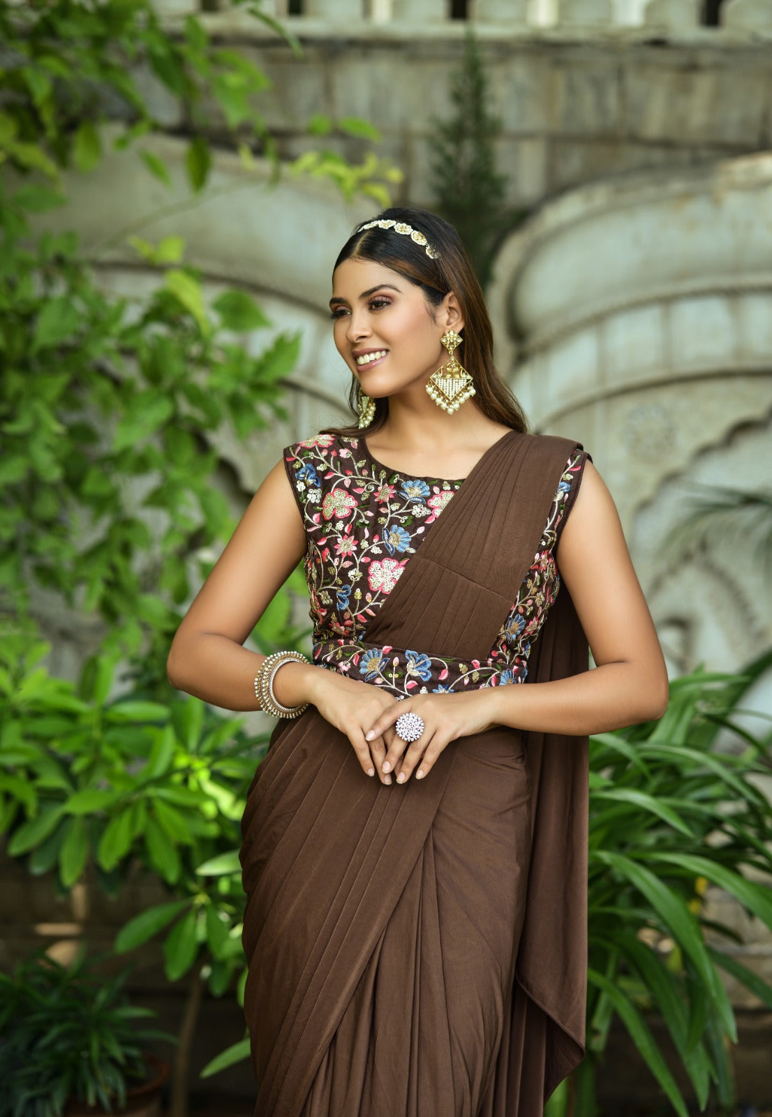 1 Min Ready to Wear Saree with Stitched Blouse