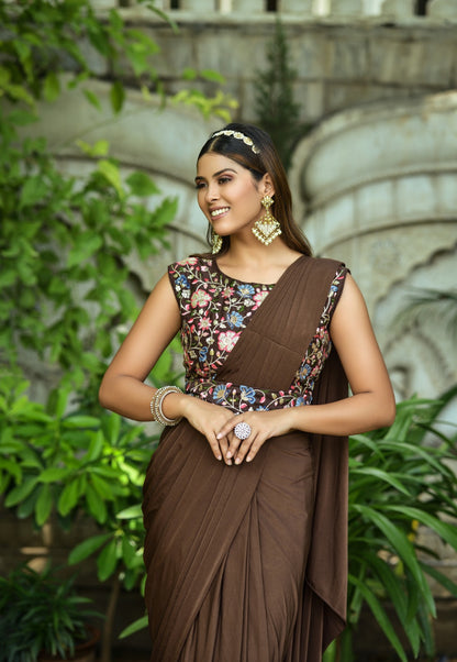 1 Min Ready to Wear Saree with Stitched Blouse