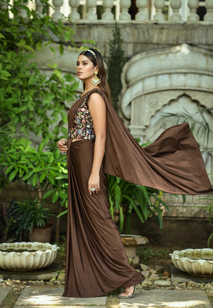 1 Min Ready to Wear Saree with Stitched Blouse