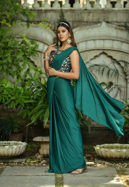 1 Min Ready to Wear Saree with Stitched Blouse